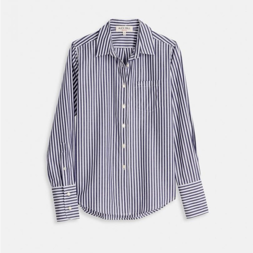 Alex Mill Wyatt Shirt in Navy and White Stripe
